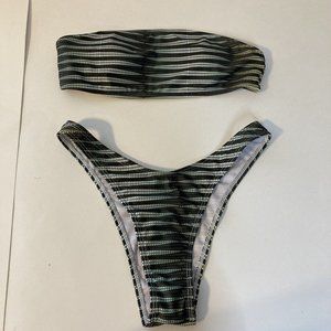 Shein New Green Strapless Size Small Bikini Bathing Suit Swimwear